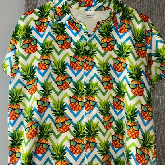 Tropical Pineapple Print Kids Shirt - Picture 1 of 4